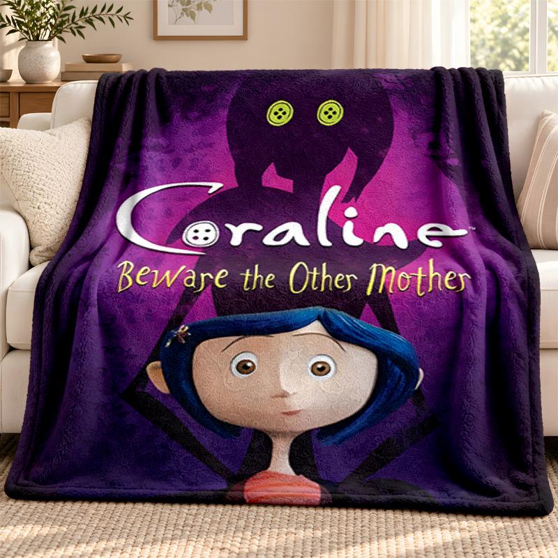 Coraline Blanket Flannel Blanket Soft Cozy Plush Throw for Sofa Bed Lightweight Home Decoration Outdoor Camping
