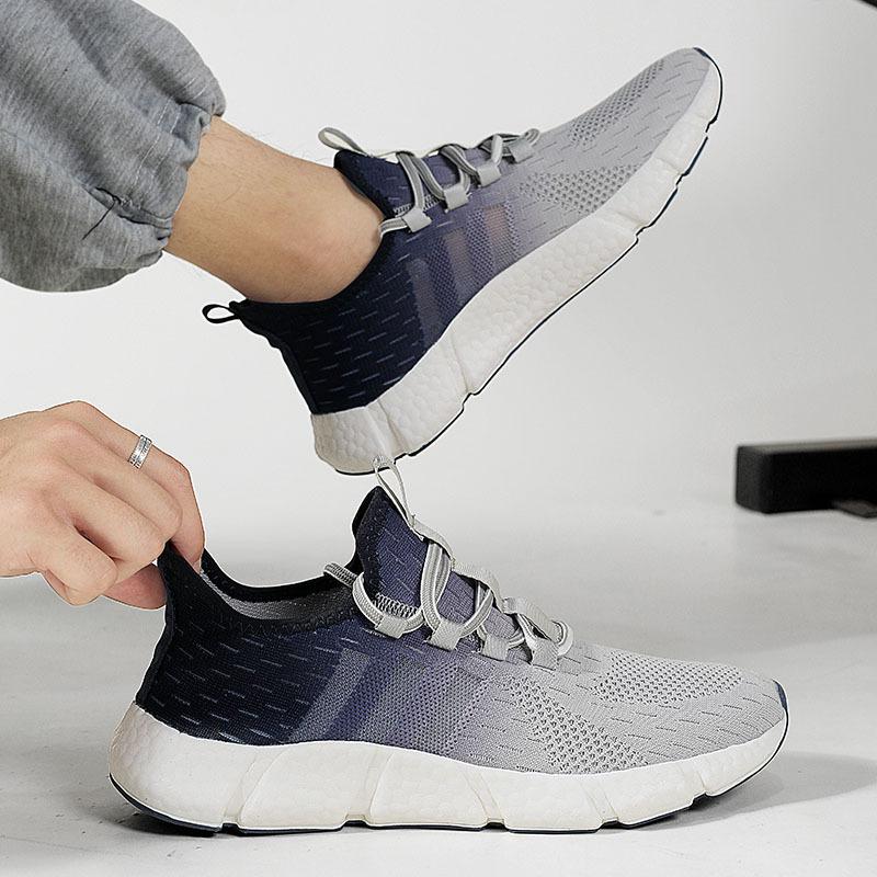 Gradually Change Color Foreign Trade Men's Shoes Summer Breathable Casual Sports Shoes Mesh Popcorn Soft Sole Running Shoes Couple