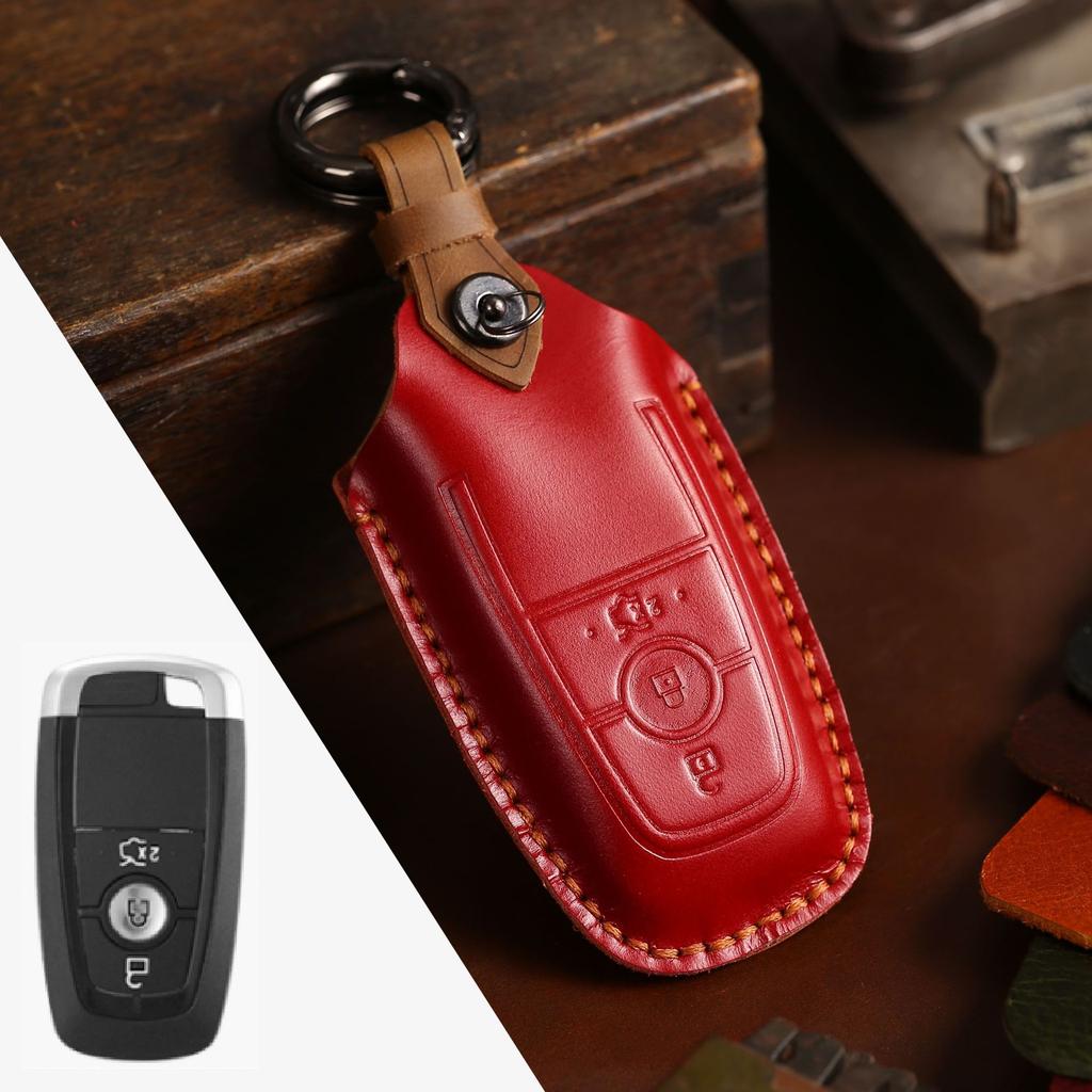 Suitable for Ford Key Bag Fox Mondeo Set Edge Leather Case Crazy Horse Leather Key Bag Set Buckle