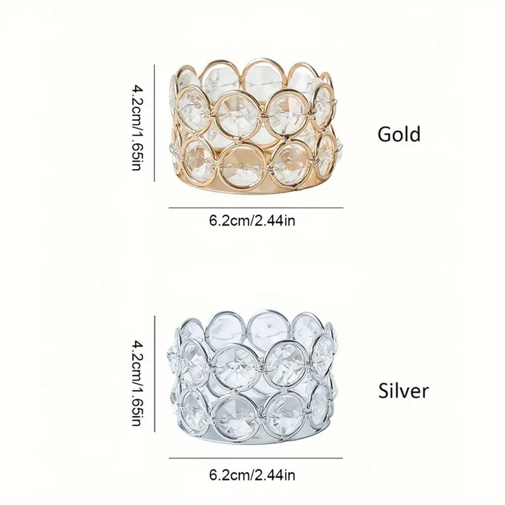 4pcs Silvery Golden Crystal Tealight Candle Holders for Home Table Bedroom Centerpiece Wedding Family Party Decor Creative Gifts