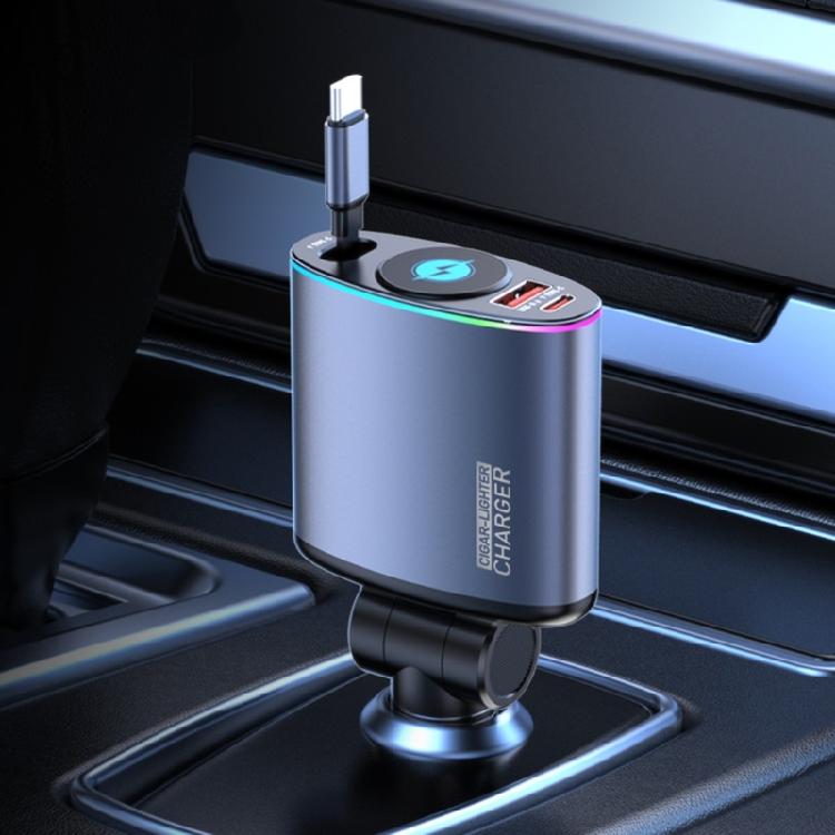 Efficient 66W Car Fast Charging Solution with USB Port & Retractable Type C for Traveler, Daily Commuters, Tablet, Phone