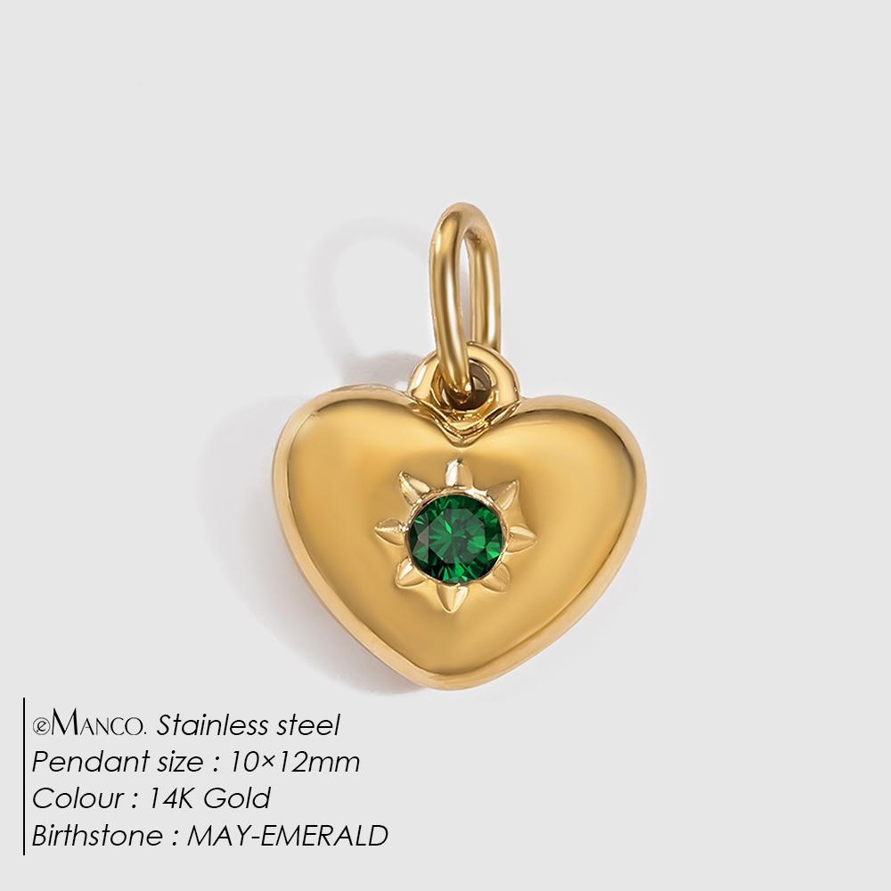 eManco Stainless Steel Heart Charm Valentine's Day Charms Multicolor Birthstone Pendants for Girl Sweet Jewelry Making