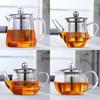 Glass Teapot, Household Transparent Flower Tea Pots, With Stainless Steel Strainer, Small Size Water Pitcher, Heat-Resistant