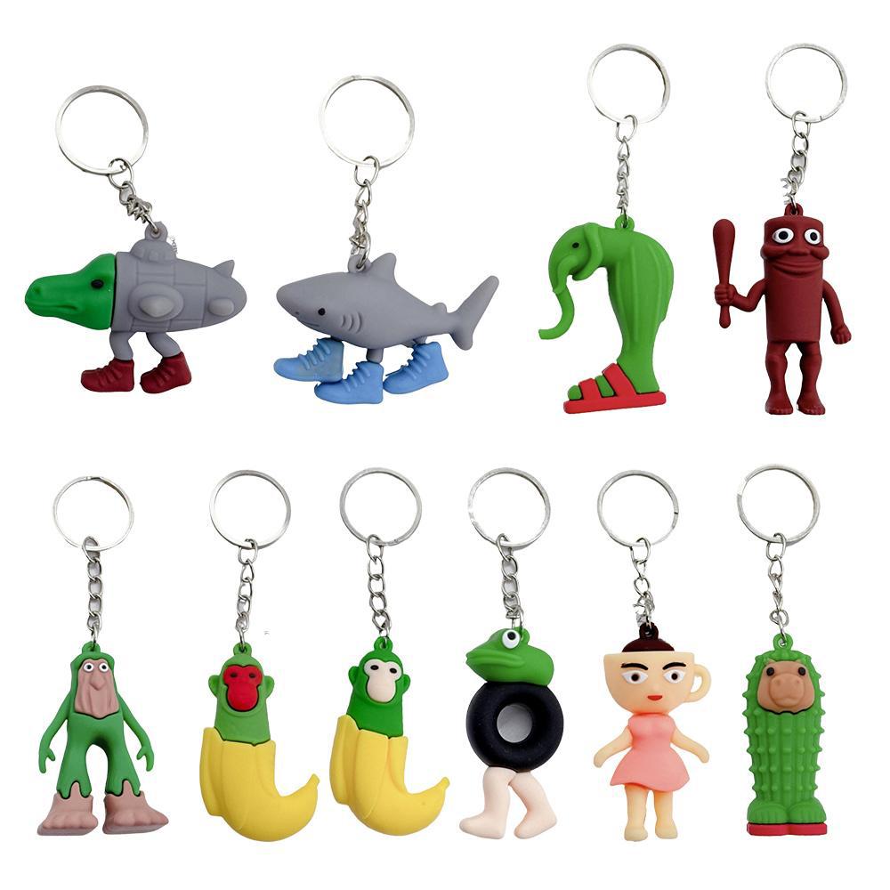 Creative Italian Brainrot Animals Keychain Funny Tung Tung Tung Sahur Cat Meme Keyrings Friends Pendant Gifts