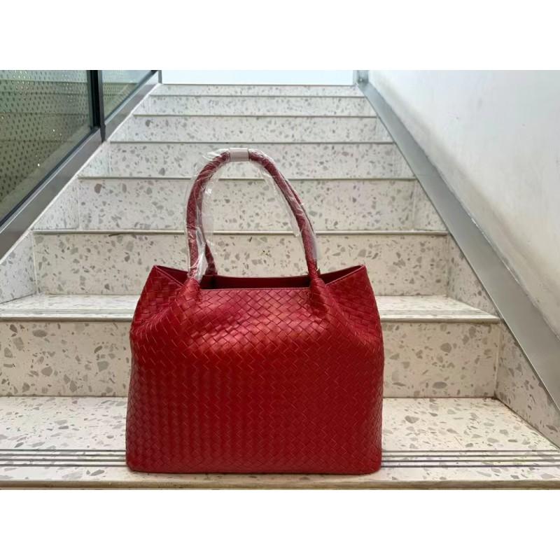 Womens Genuine Leather Shoulder Bag Handwoven Bucket Style With Dual Straps Multi-Compartment Interior