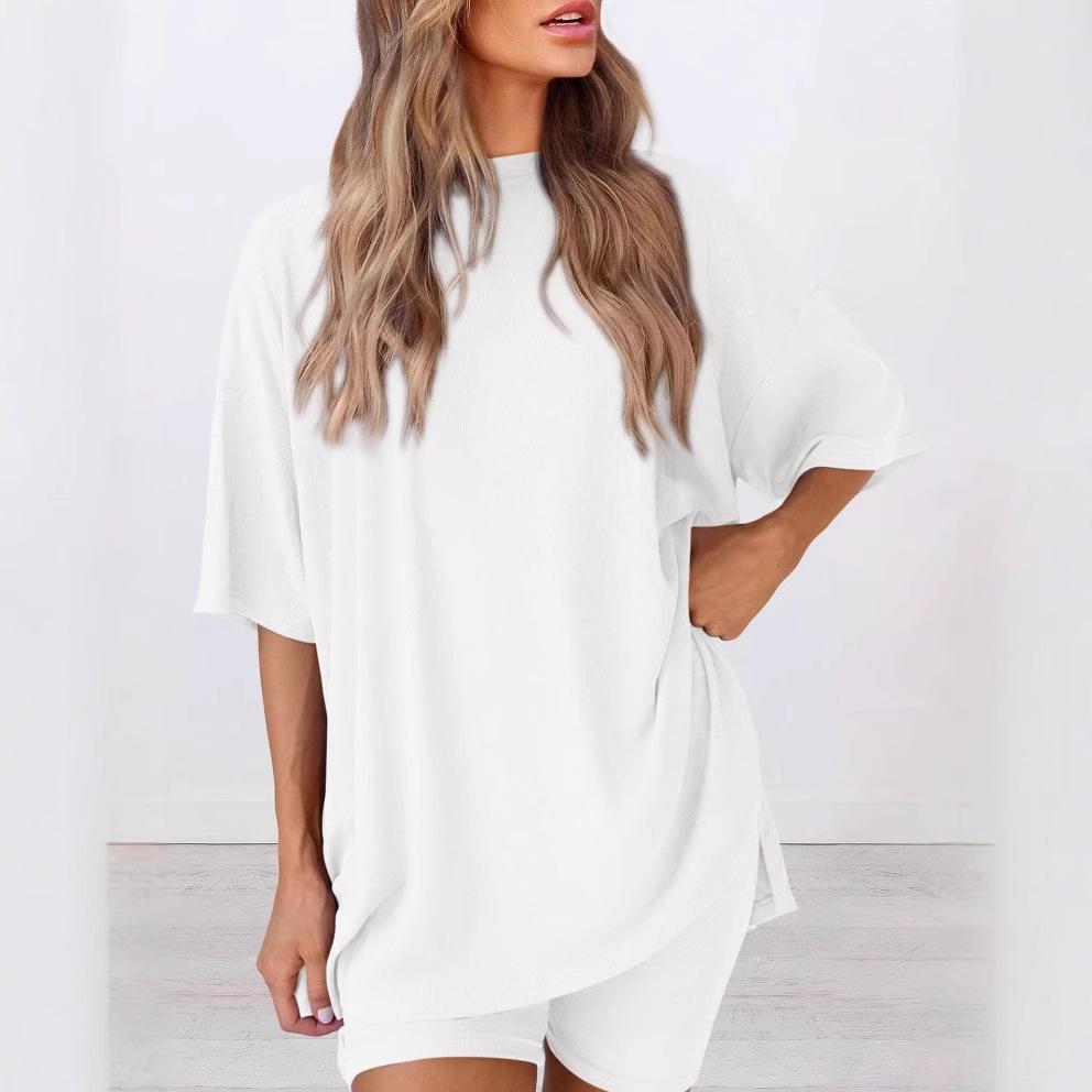 2025 Plus Size European and American Casual Loose Solid Color Set
