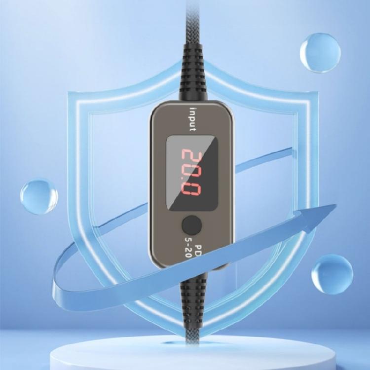 Intelligent Display USB C PD100W Charging Cable 5V To 20V Auto Voltages Switches Option With DC5525 Head