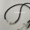 Su Chuang S925 Sterling Silver & Pearl Beaded Necklace with Black Spinel - Women's Light Luxury Clavicle Chain