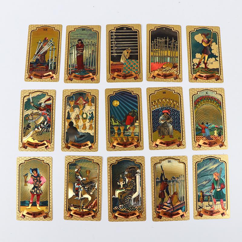 Mazzo di Tarocchi Bianco Edizione da Collezione: Set Completo Foglia Oro, Materiale PET, Nuove Carte dei Tarocchi.