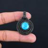 Gorgeous Turquoise Gemstone Copper Wire Wrap Handmade Jewelry Beauteous Pendant For Her