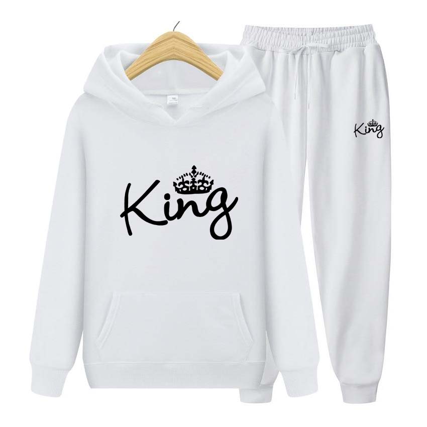 Men Tracksuits Set Spring Autumn King Print Sweatshirt Long Sleeve Hoodie Set Men Womens Hoodies Pants Clothes