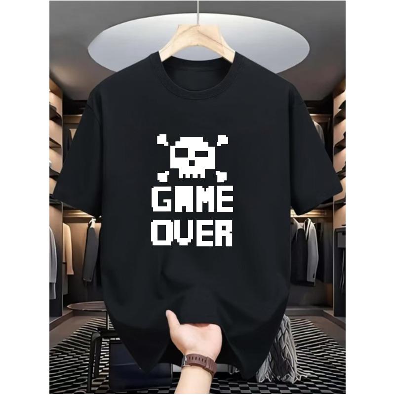 Men's Casual Digital Print T-Shirt - Crew Neck, Short Sleeve, Street Hip-Hop Style, Summer European and American Fashion Trend, Sporty Look