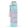 1PC Born By God Saved By Jesus Flower 750ml Color Plastic Sports Water Bottle Leakproof Flip Straw Lid Suitable for Sports Office Home Use