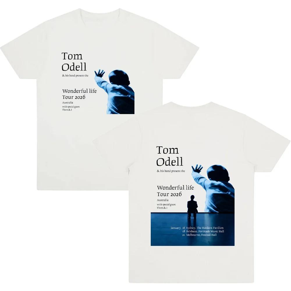 Tom Odell Wonderful Life Tour 2026 Koszulka Damska Letnia Stylowa Hip Hop 100% Bawełna Luźny Dekolt Okrągły Krótki Rękaw