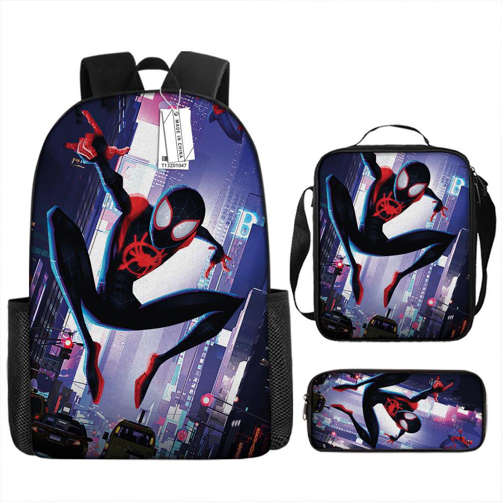 Spiderman School Backpack Set With Oxford Fabric Breathable Waterproof For Kids