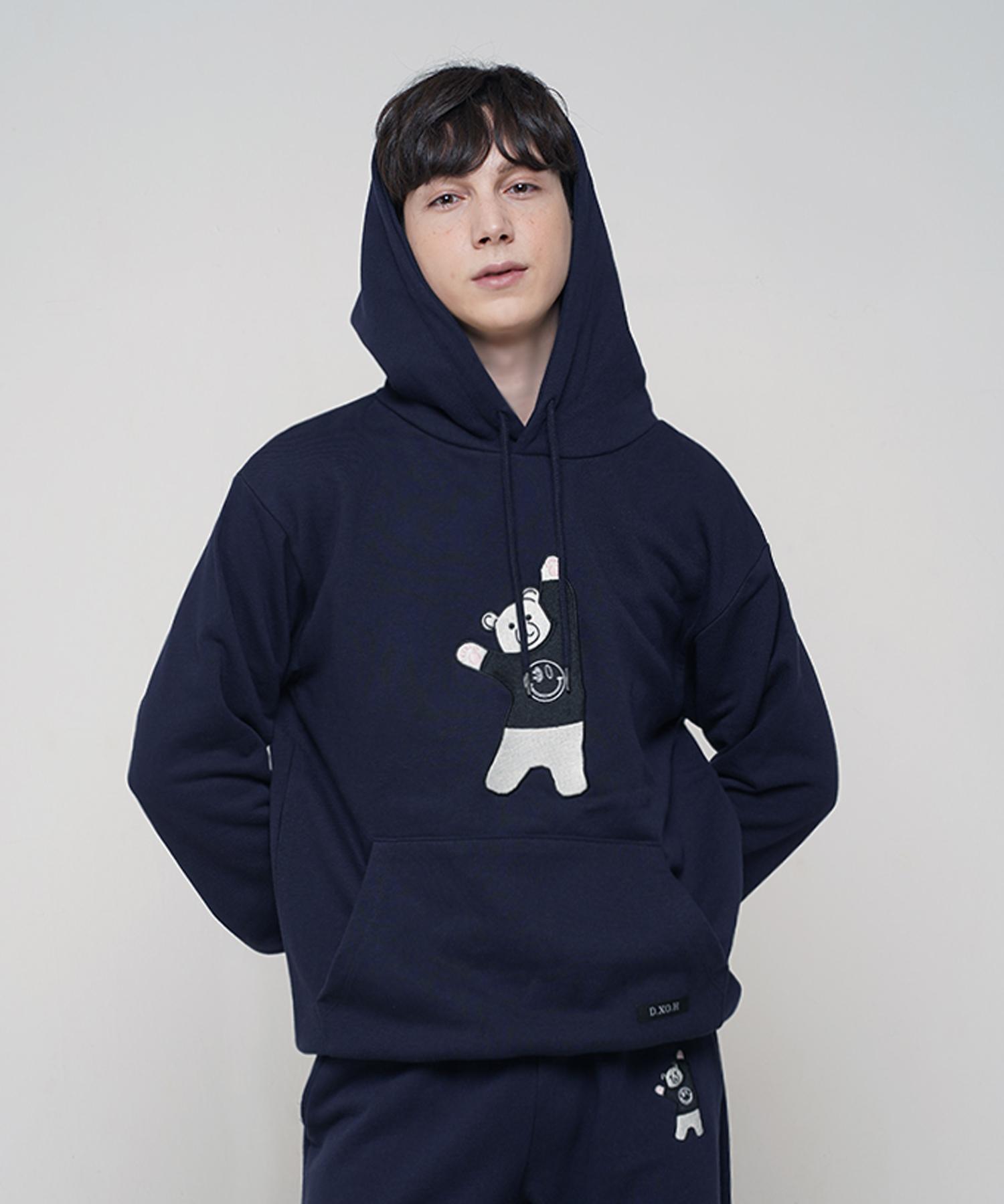 D So H Teddy Bear Embroidered Hoodie [Navy] 1