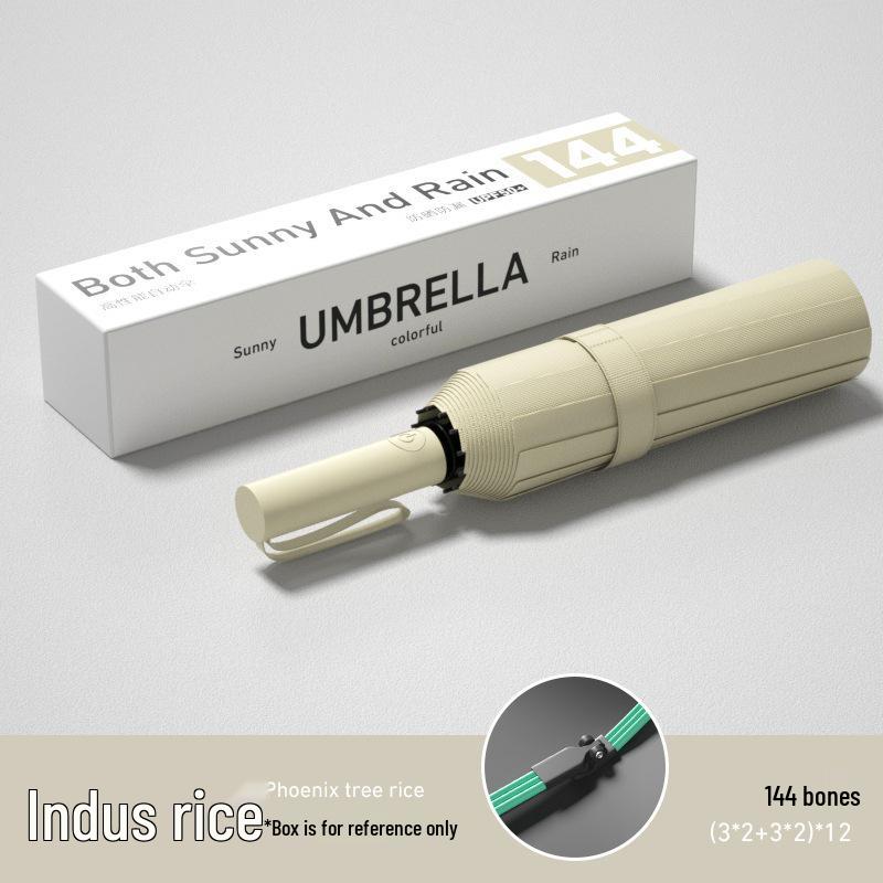 Sturdy Windproof UV-Protection Umbrella with Wooden Handle and 168 Reinforced Ribs for Sunny/Rainy Days