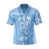 Mens See Through Shirt Turn Down Collar Short Sleeve Water Ripple Shine Beachwear Clubwear Top