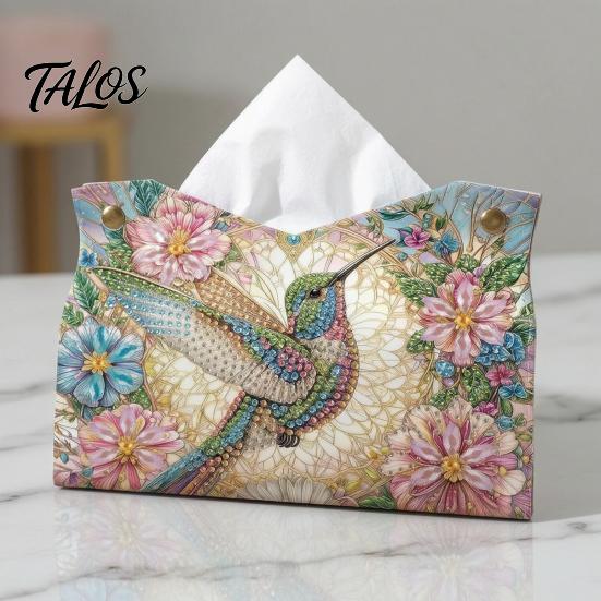 Educational Hands on Activities DIY Faux Diamond Art Painting Tissue Box, Leather Desktop Crafting Kits for Beginners Holder Pouch, 5D Rhinestone