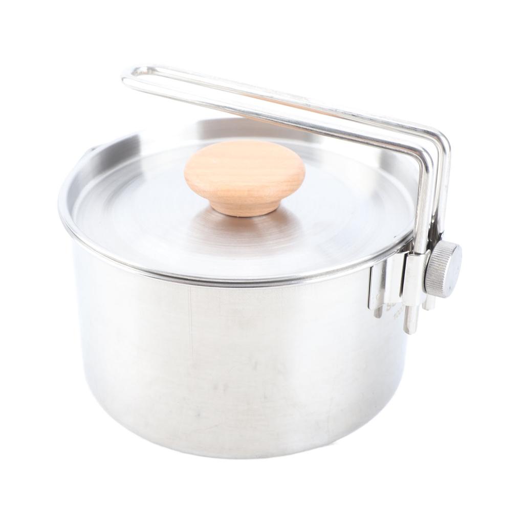 304 Edelstahl Campingtopf Tragbarer Faltbarer Outdoor Campingtopf mit Deckel für Picknick