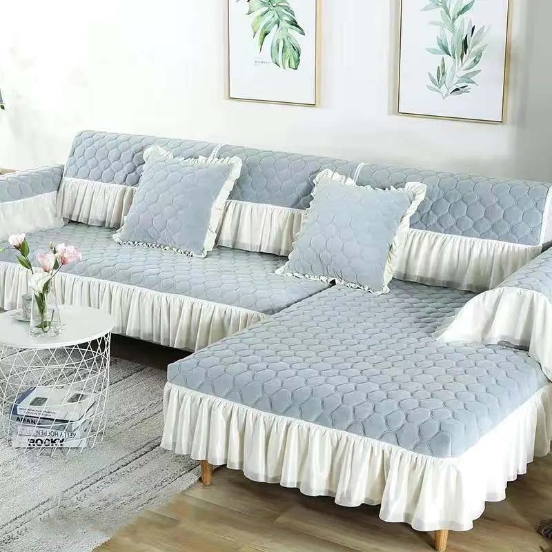 

Нековзка подушка для дивана. Простий стиль. Сучасний чохол для дивана принцеси для вітальні. Універсальний чохол для дивана. 45*45cm світло-сірого кольору