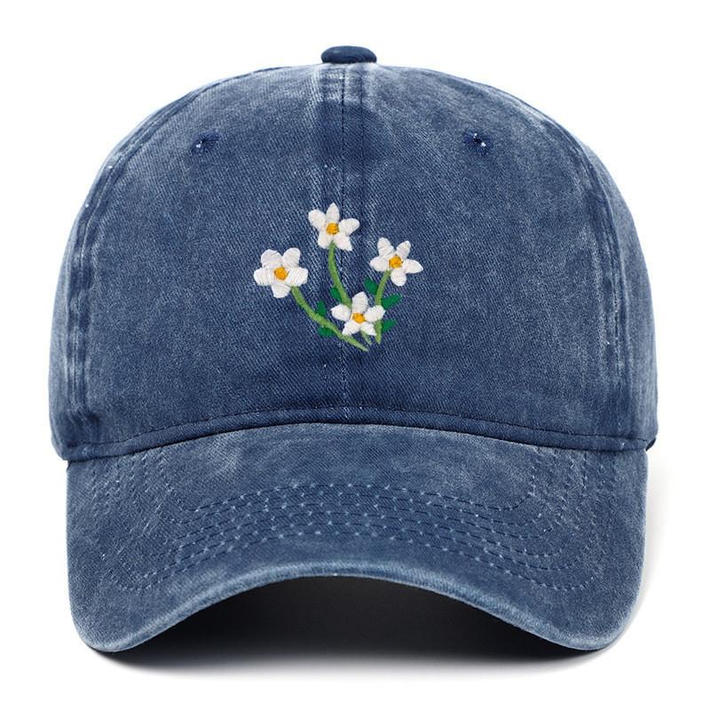 Floral Embroidered Baseball Cap With Curved Brim For Casual Style