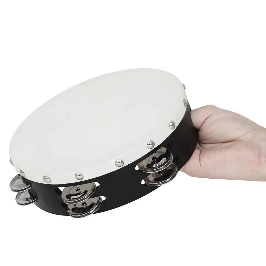 Tambourine 6/8 Inch Wooden Hand Bell Handheld Tambourine Percussion Instrument Instruments Orff Musical Instruments