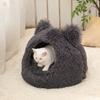 Enclosed Warm Long Plush Cat Ear Pet Bed For Cats And Dogs