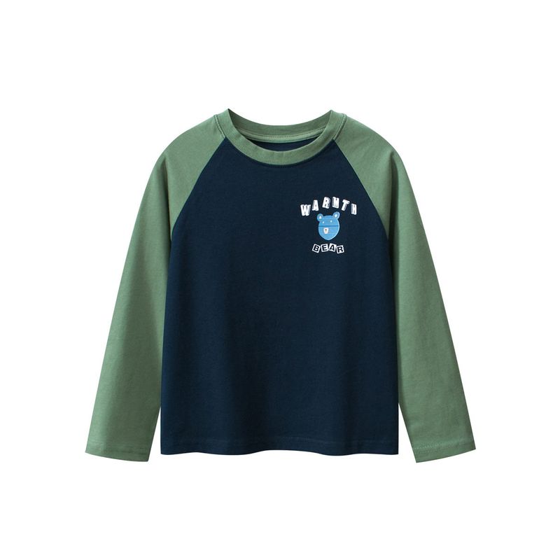 Children's Clothing Autumn New Style Raglan Sleeve Long-Sleeved T-Shirt for Older Children, Korean Style Cartoon Print Base Shirt for Boys and Girls