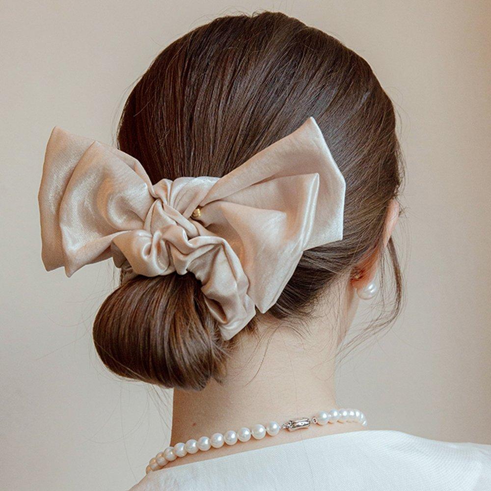 

Блестящая большая резинка для волос с бантом Jp-22-062S black