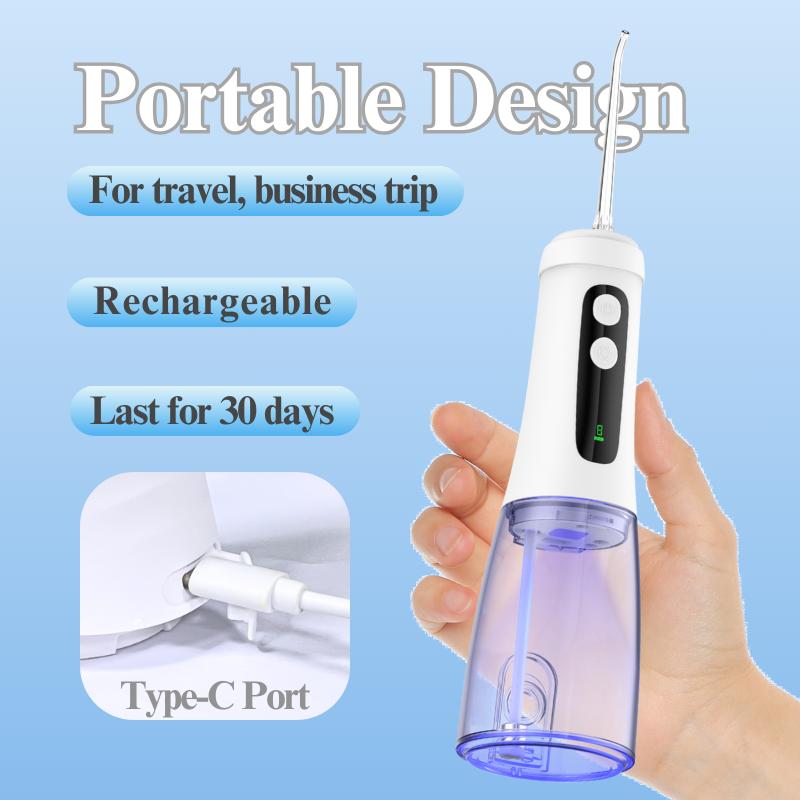Cordless Dental Water Jet Electric Oral Irrigator 4 Cleaning Modes USB Charging UV Water Flosser Waterproof Dental Care Tool