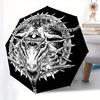 "Occult Goat Head with All-Seeing Eye Sticker" Umbrella, Cute Umbrella with Cute Design, Portable 3-Fold Compact Umbrella for Men & Women, Valentine's