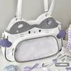 Kawaii Cat Itabag With Transparent PU Badge Display Cotton Plush Toy Storage Fashion Backpack For Outdoor Small Items