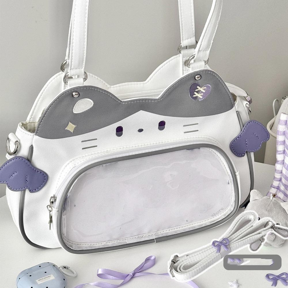 

ПУ Прозрачный Карман Хлопковая Кукла Сумка Модные Рюкзаки Креативный Каваи Кошка Итабаг Путешествия фиолетовый