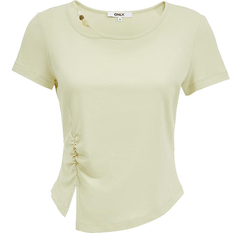 ONLY Women s Beaded Neck Slim Fit Short Sleeve T-Shirt
