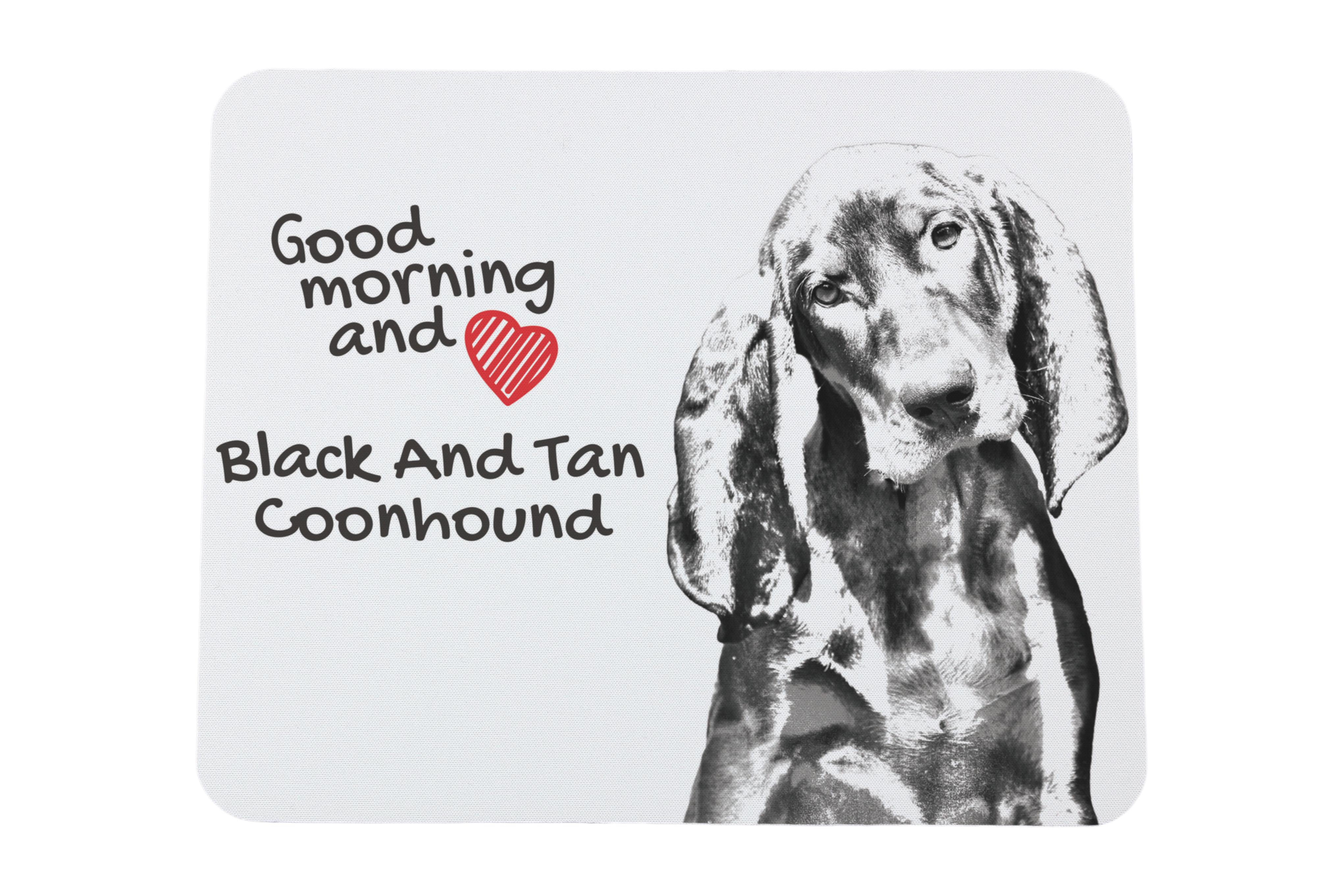 

Black and Tan Coonhound - mouse pad with print, personalized dog-themed mouse pad, unique gadget for an office worker by Art-Dog brand білий
