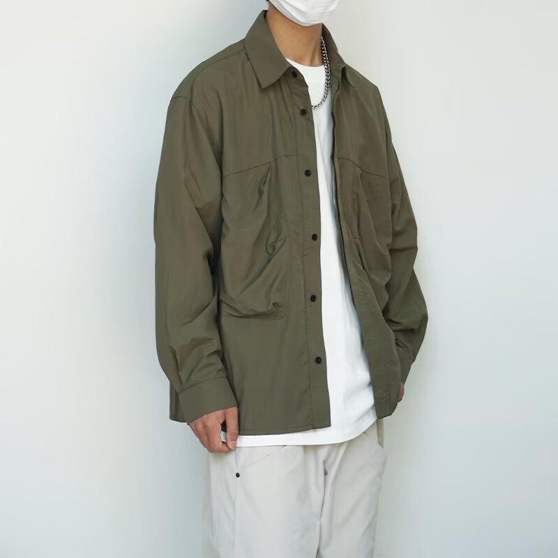 Workwear Shirt Men's Japanese-Style Retro Shirt Outerwear Top Youth Trendy Early Autumn Thin Loose Casual Jacket