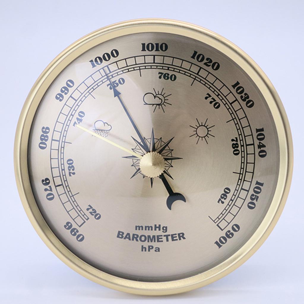Metal Frame Barometer Clock with Weather Station and Sailing Pressure Gauge