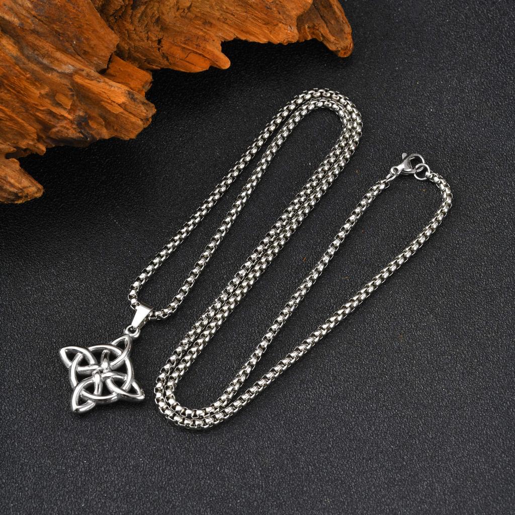 Collana Nodo Celtico Vnox per Uomo Ragazzo, Ciondolo Triquetra in Acciaio Inossidabile con Catena a Scatola Gioielli Amore Eterno Regali per Padre