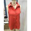 Camicetta da Donna Arancione a Coste Senza Maniche con Bottoni e Collo Camicia Casual Estiva Monocolore