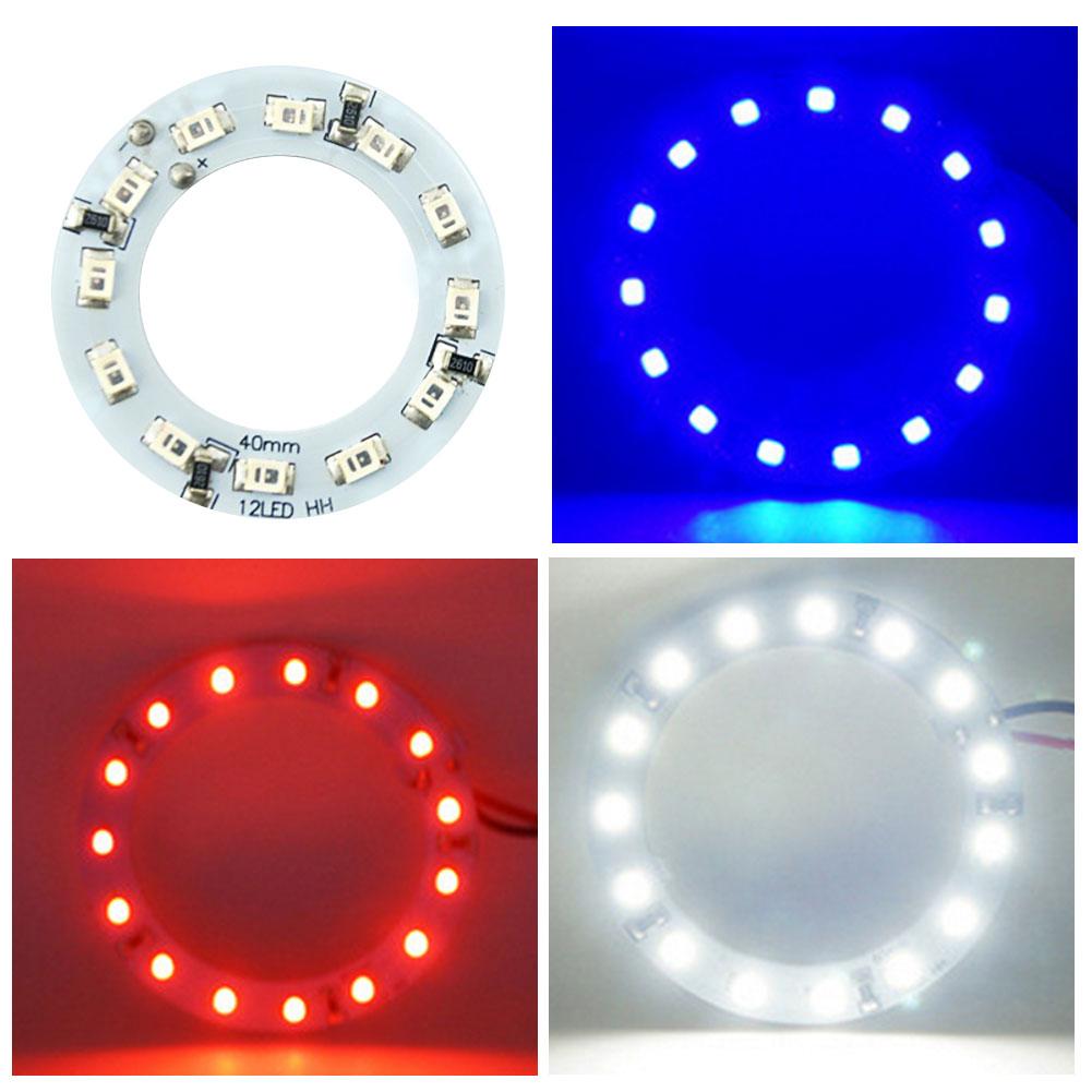 2pcs 40mm LED Ring Light Circle 3528/1210-12LED Angel Eye Aperture Ambient Light Waterproof High Brightness