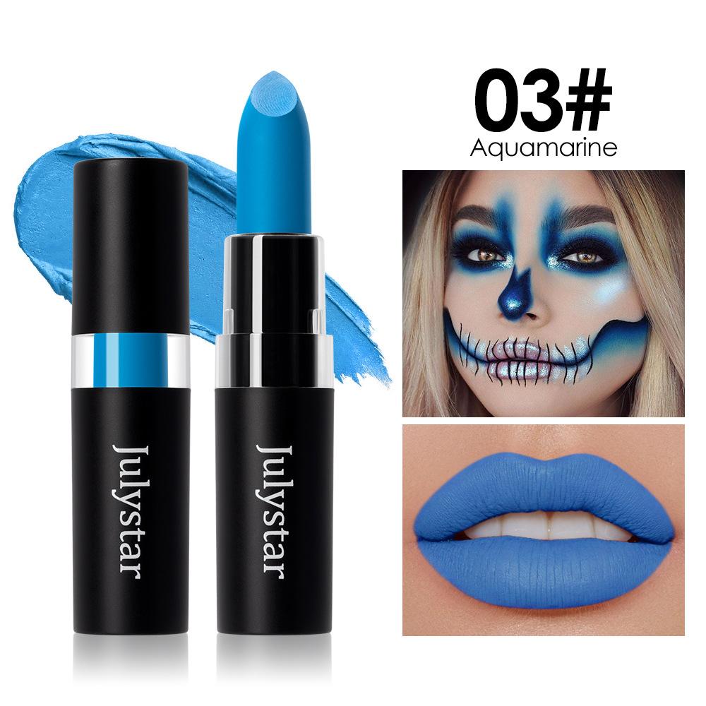 12 Colors Waterproof Blue Matte Lipstick Makeup Green Black Lipstick Long-lasting Purple Lip Stick Halloween Cosmetics for Women