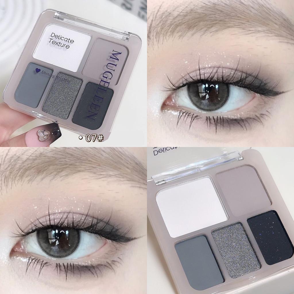 5-Farben Punk Smokey Lidschatten Palette Silbrig Schwarz Matt Schimmer Nude Rosa Lidschatten Langanhaltend Halloween Augen Make-up Kosmetik