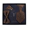 Motif Rétro Cravate à la Main Homme Britannique Marron-Vert Décontracté Jacquard Haut de Gamme Robe d'Affaires Boîte