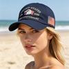 Czapka z daszkiem, Vintage przetarty styl, Spłowiała dżinsowa czapka, 250. Rocznica 1776-2026, Haftowana patriotyczna czapka typu Dad Hat, Regulowana oddychająca czapka outdoorowa