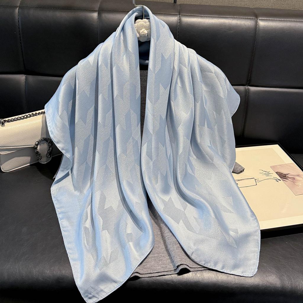 Fashion 90 Square Scarf Women'S Thousand Bird Grid Scarf Middle Eastern Headscarf Versatile Day Silk Cotton Silk Scarf Retro