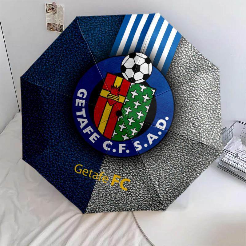 Getafe CF pattern, automatic folding umbrella, portable and foldable design, 8 ribs, a Christmas or birthday gift.