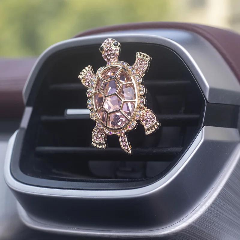 Cute Turtle Car Vent Perfume Clip - Shiny Crystal Rhinestone Aromatherapy Holder Auto Interior Decoration