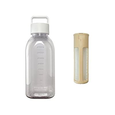 WEMUG Filter-in Bottle, 1000ml, Portable (Leak-Proof, Highly Airtight Bottle), Gasket-Free, with Tea Strainer, Plastic Bottle (Clear)