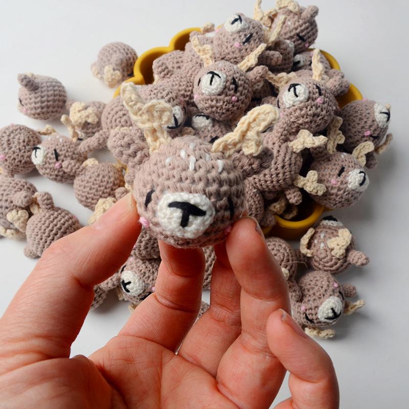 5pc Crochet Beads Animal Rabbit  Chewable Beads DIY Wooden Teething Knitting Beads Jewelry Crib Sensory Toy Baby Teether